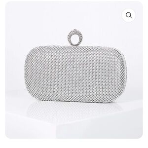 Silver Rhinestone Evening Clutch – Bridal Prom Wedding Bag w/ Chain